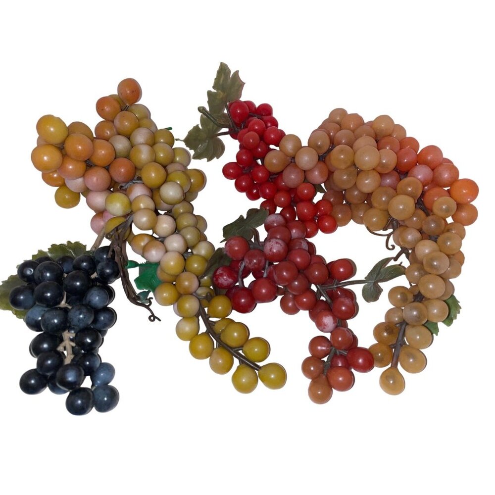 Vintage Faux Rubber Plastic MCM Grape Clusters For Home Table Decor